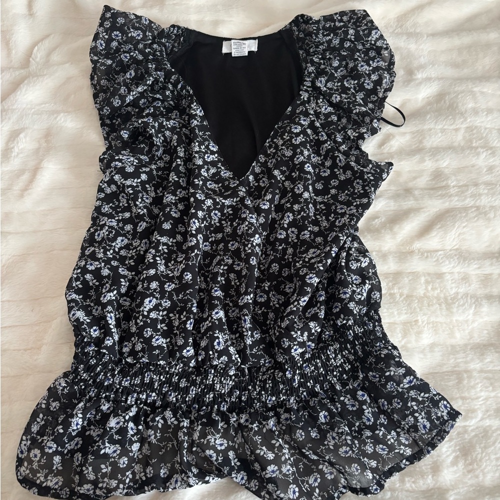 Japna Black and White Floral Blouse